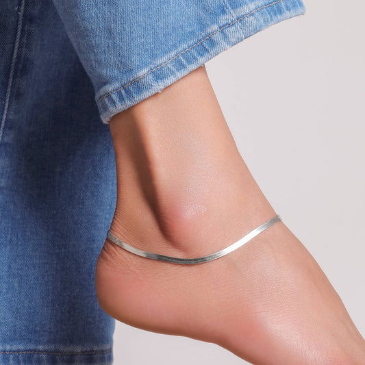 Silver Snake Anklet